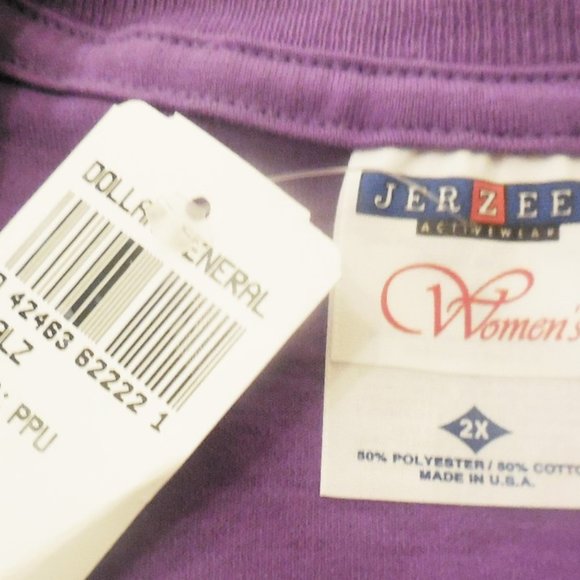 Women's T-shirt Jerzees Purple 2X NWT casual top short sleeve plus size - Picture 3 of 4